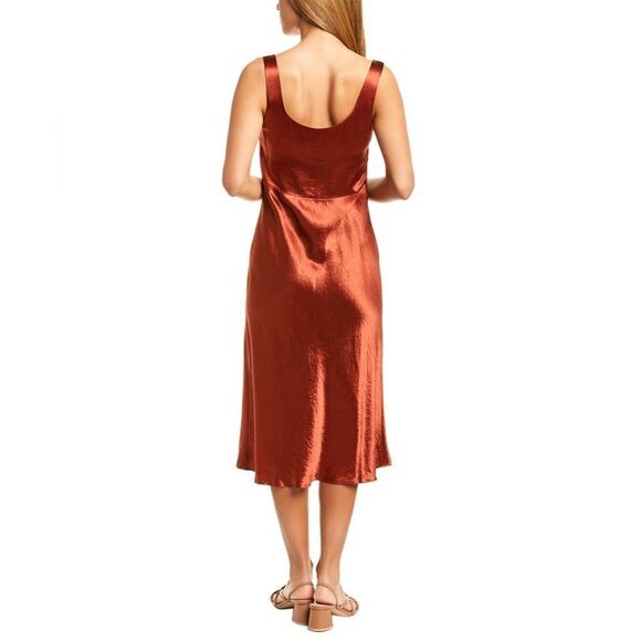 Vince Brown Sleeveless Scoop Neck Midi Dress Sz 0 - Picture 3 of 5